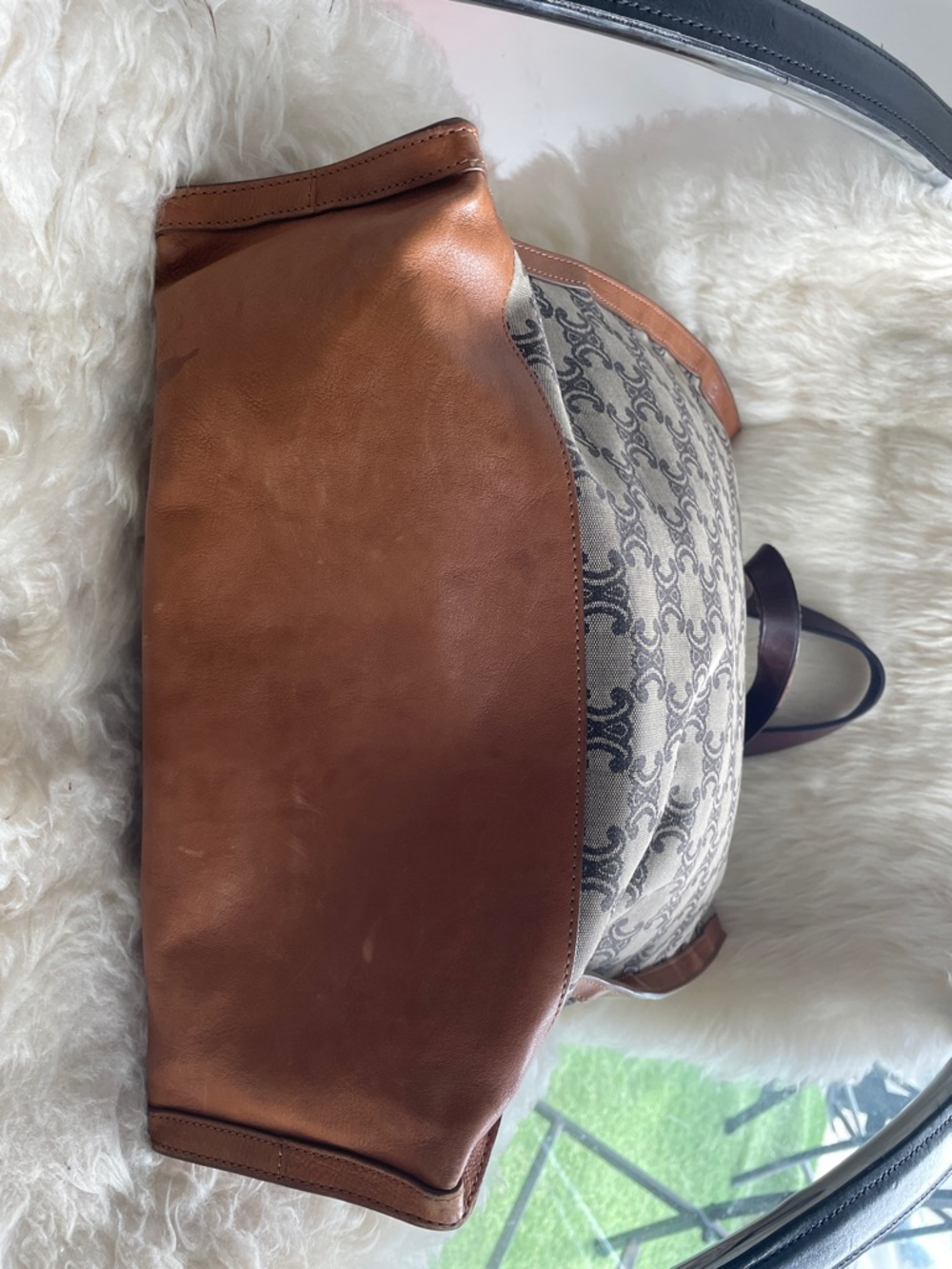 Celine Brown and Beige Canvas Logo Tote - Picture 6 of 9